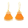 Boucles d'oreilles cuir jaune moutarde et or modèle STELLA