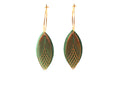 Boucles d'oreilles vert clair - créoles en acier inoxydable et cuir - créoles style art déco - modèle SIENNA