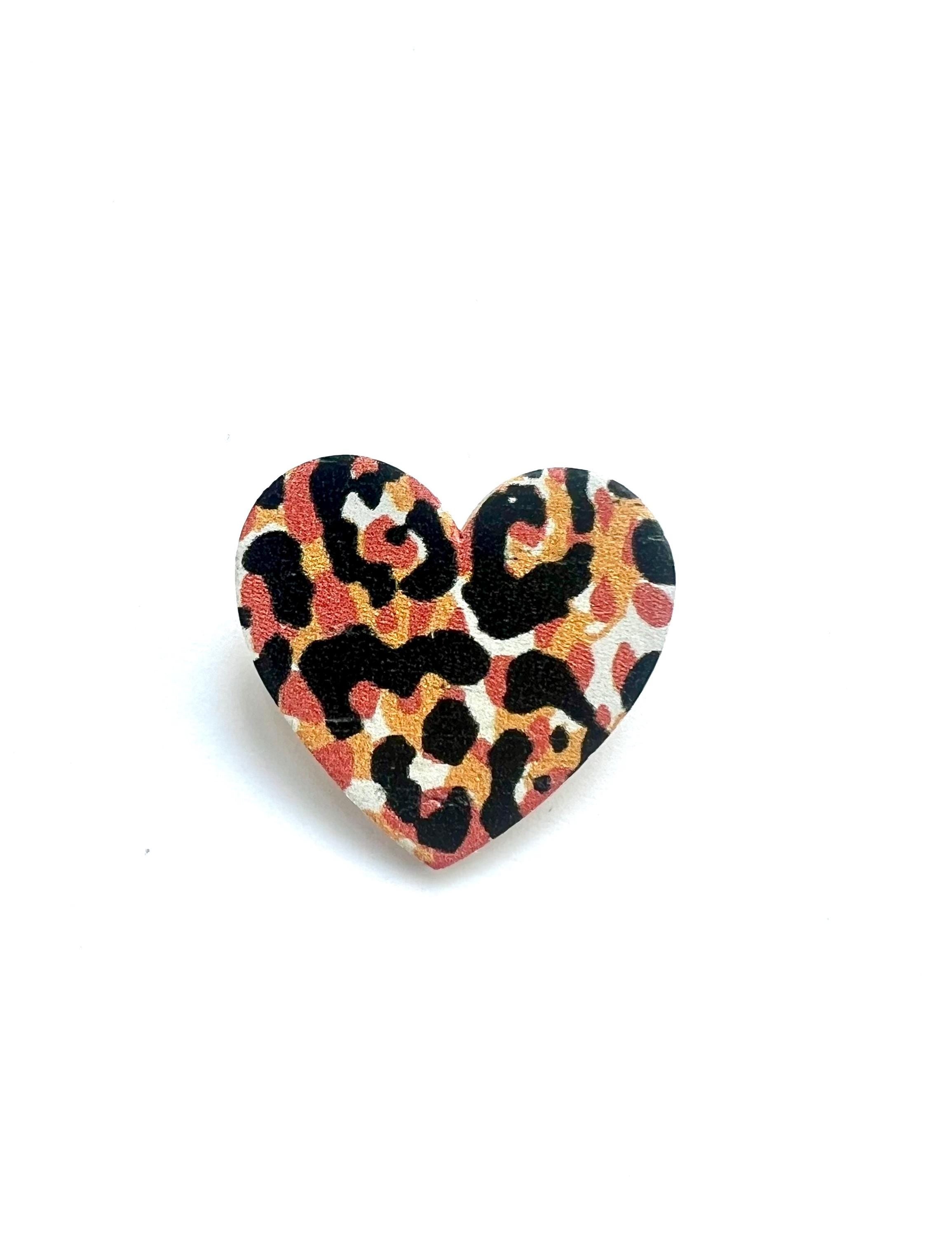 Broche léopard tigre cœur en liège - cadeau fête des mères - cadeau maîtresse - cadeau pour elle - cadeau femme  broche originale