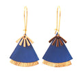 Boucles d'oreilles cuir bleu lavande et or modèle STELLA