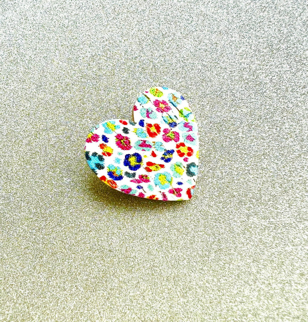 Broche fleurs multicolores en liège et cuir - cadeau fête des mères - cadeau maîtresse - cadeau pour elle - cadeau femme  broche originale