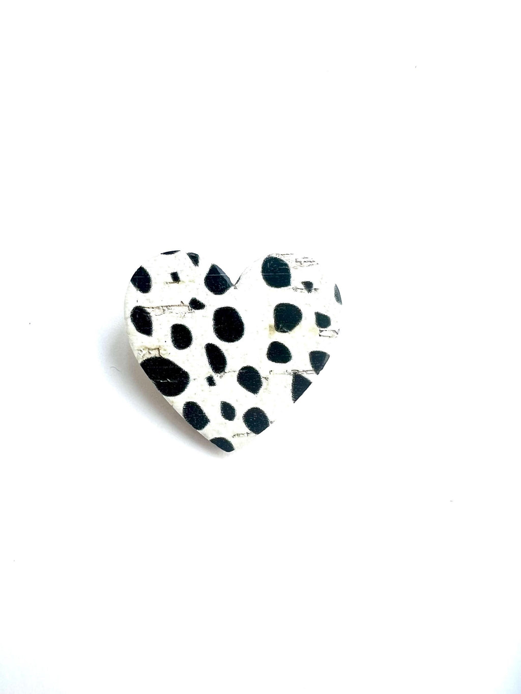 Broche dalmatien cœur noir et blanc en liège - cadeau fête des mères - cadeau maîtresse - cadeau pour elle - cadeau femme  broche originale