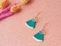 Boucles d'oreilles vert et or, en cuir, forme éventail - boucles d'oreilles ethniques modèle STELLA