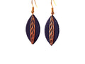 Boucles d'oreilles cuir bleu roi et or - feuille de cuir sur monture crochet laiton doré  - cadeau femme été - modèle Fiona