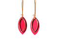 Boucles d'oreilles cuir rose framboise et or et or - boucles d'oreilles feuilles  - boucles d'oreilles discrètes - cadeau femme  modèle EMMA