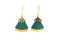 Boucles d'oreilles cuir vert vif et or modèle STELLA