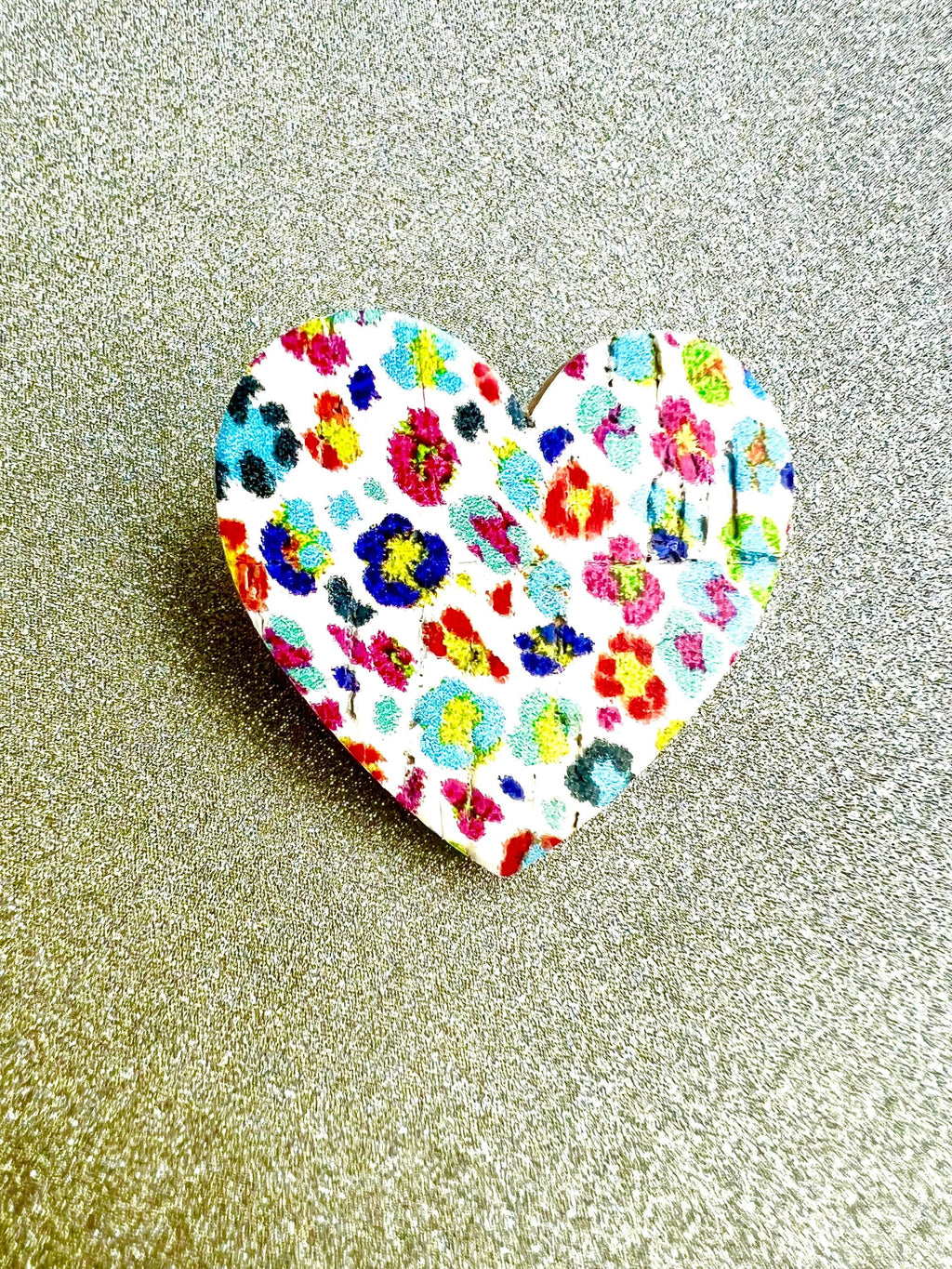 Broche fleurs multicolores en liège et cuir - cadeau fête des mères - cadeau maîtresse - cadeau pour elle - cadeau femme  broche originale