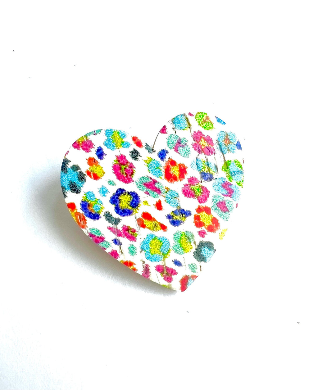 Broche fleurs multicolores en liège et cuir - cadeau fête des mères - cadeau maîtresse - cadeau pour elle - cadeau femme  broche originale