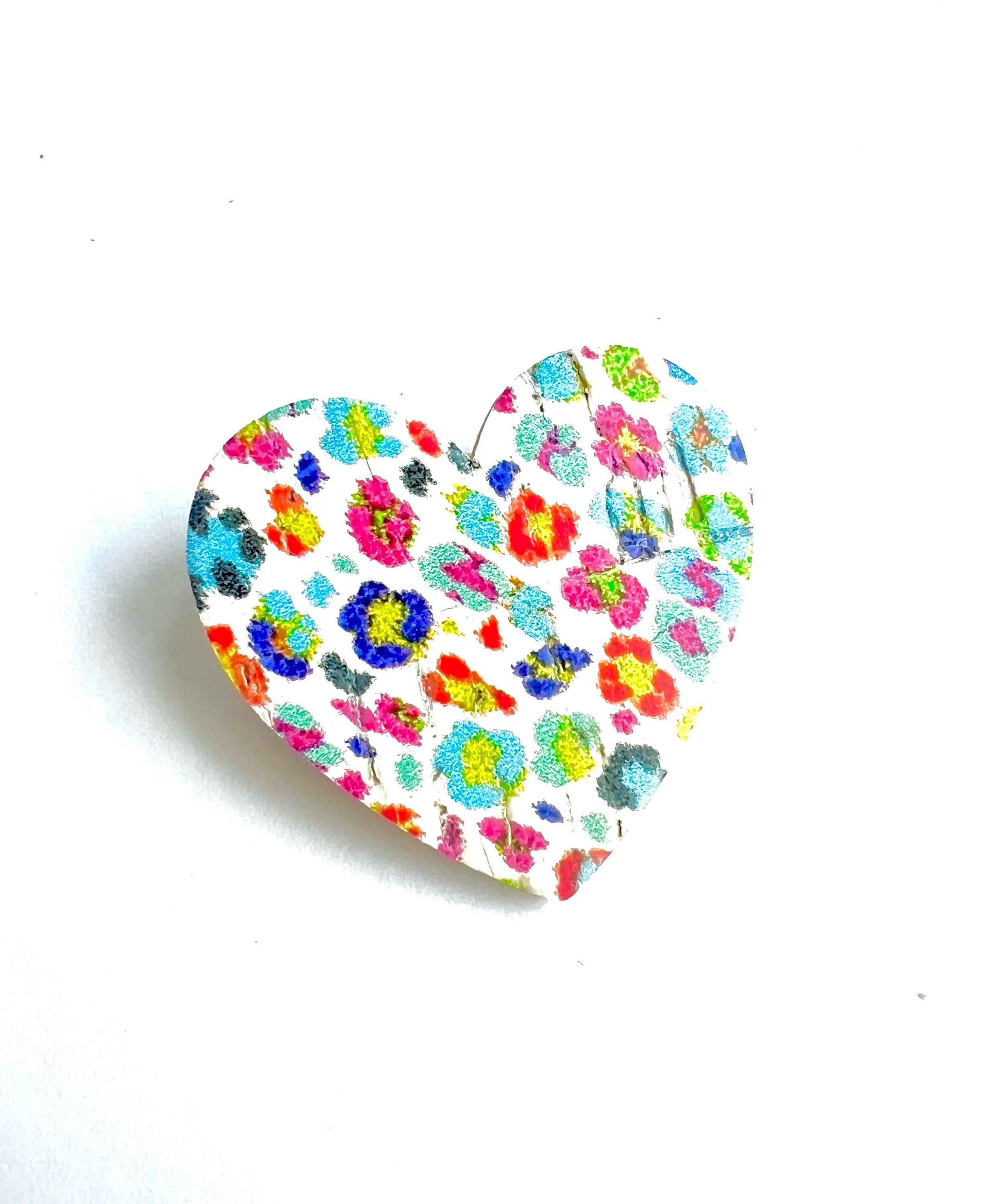 Broche fleurs multicolores en liège et cuir - cadeau fête des mères - cadeau maîtresse - cadeau pour elle - cadeau femme  broche originale
