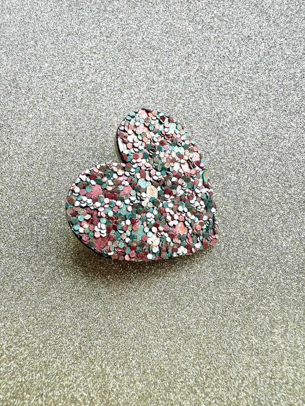 Broche cœur à paillettes en liège et cuir - cadeau fête des mères - cadeau maîtresse - cadeau pour elle - cadeau femme  broche originale
