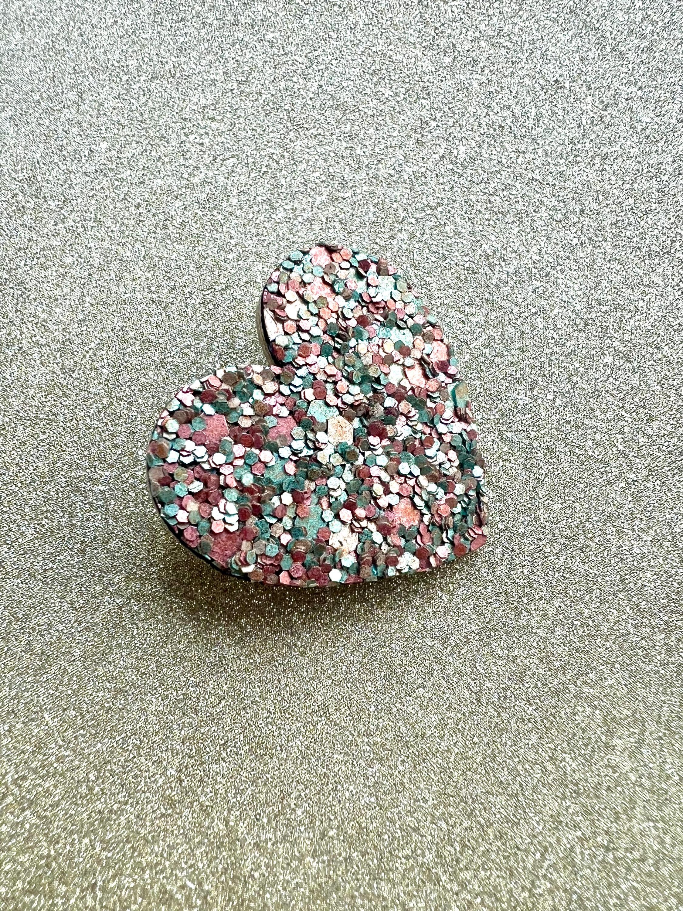 Broche cœur à paillettes en liège et cuir - cadeau fête des mères - cadeau maîtresse - cadeau pour elle - cadeau femme  broche originale