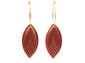 Boucles d'oreilles rouges - créoles acier inoxydable - cuir rouge et or - créoles style art déco - modèle SIENNA