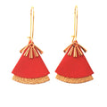 Boucles d'oreilles cuir rouge et or modèle STELLA