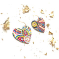 Boucles d’oreilles cœur multicolores en cuir recyclé