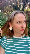 Boucles d’oreilles cœur cuir or rose - boucles d'oreilles originales - cadeau pour femme - saint valentin - bijou fait main