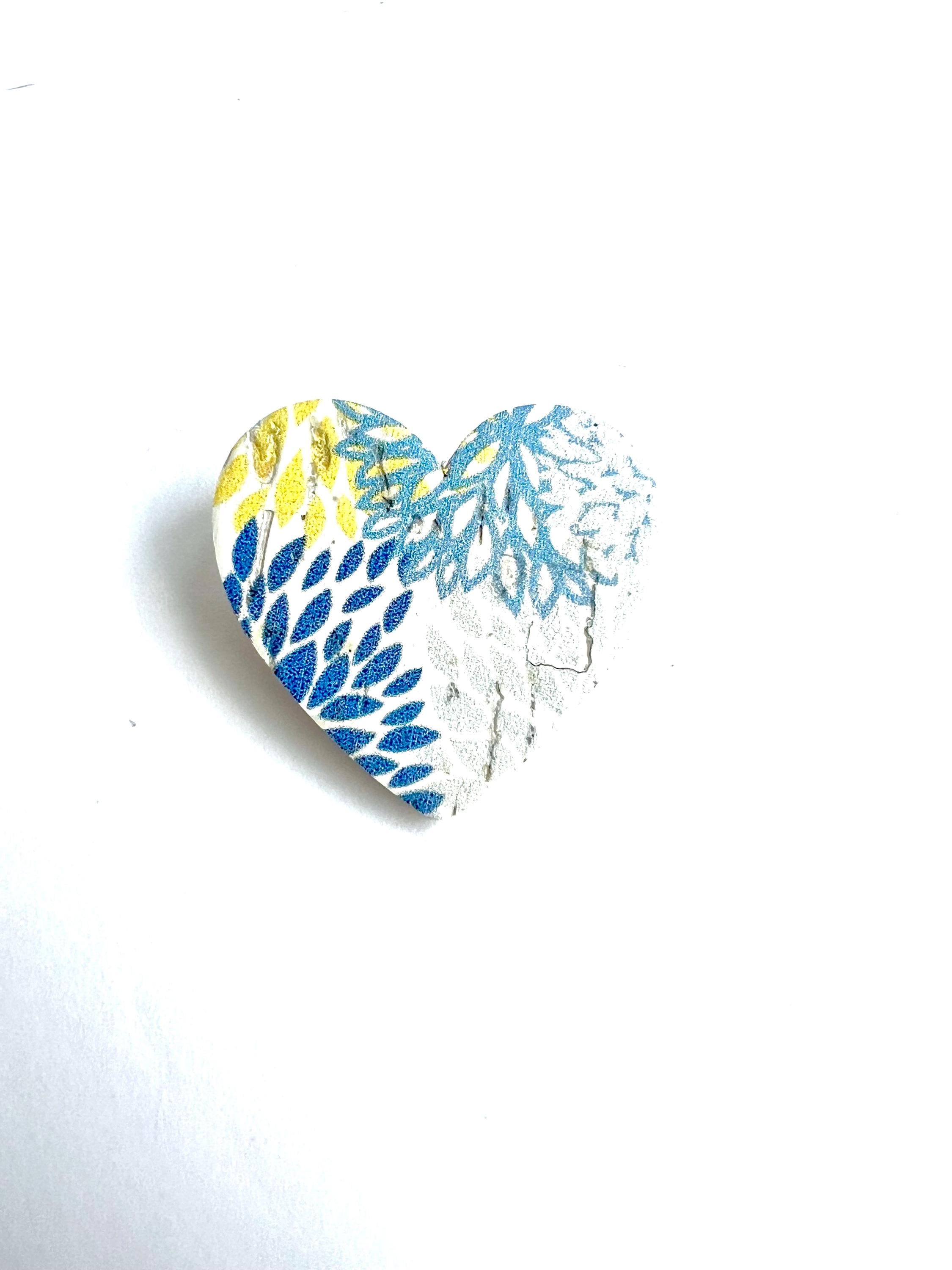 Broche fleurie bleu jaune et blanc en liège - cadeau fête des mères - cadeau maîtresse - cadeau pour elle - cadeau femme  broche originale