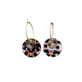 Boucles d’oreilles liège et cuir motif léopard - créoles dorées en acier inoxydable