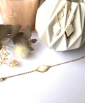 Bracelet femme cuir blanc cassé et doré - bracelet mariage