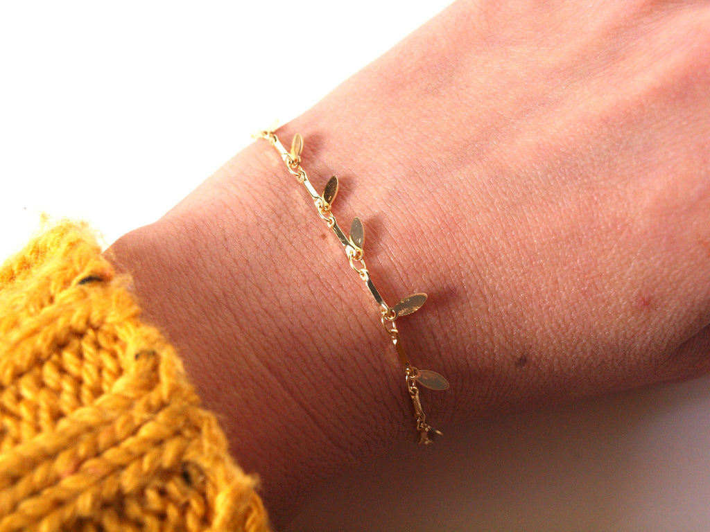 Bracelet or fin - chaîne maille navettes lisses - bracelet femme - superposition bracelets - bracelet bohème - saint valentin
