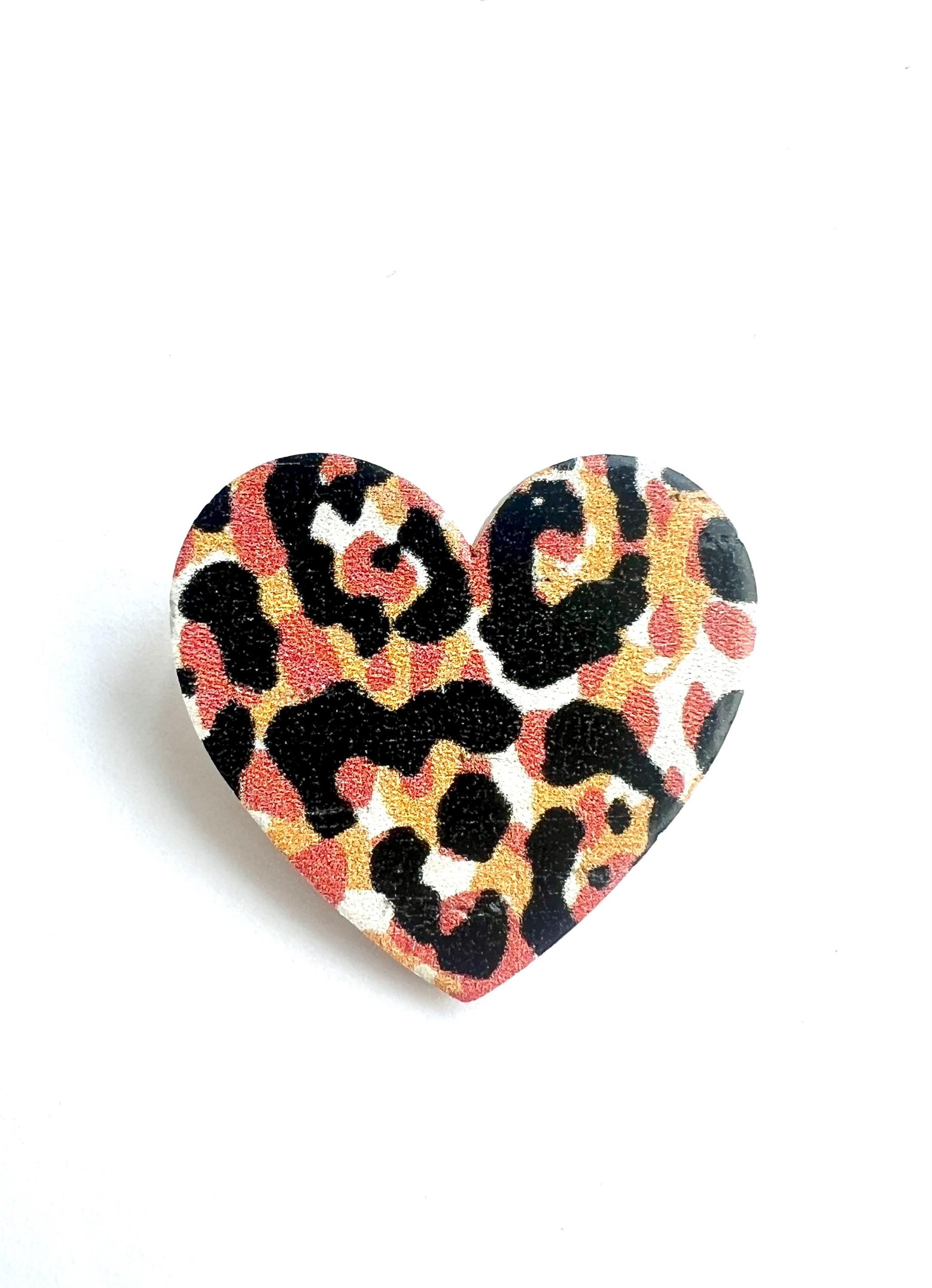 Broche léopard tigre cœur en liège - cadeau fête des mères - cadeau maîtresse - cadeau pour elle - cadeau femme  broche originale