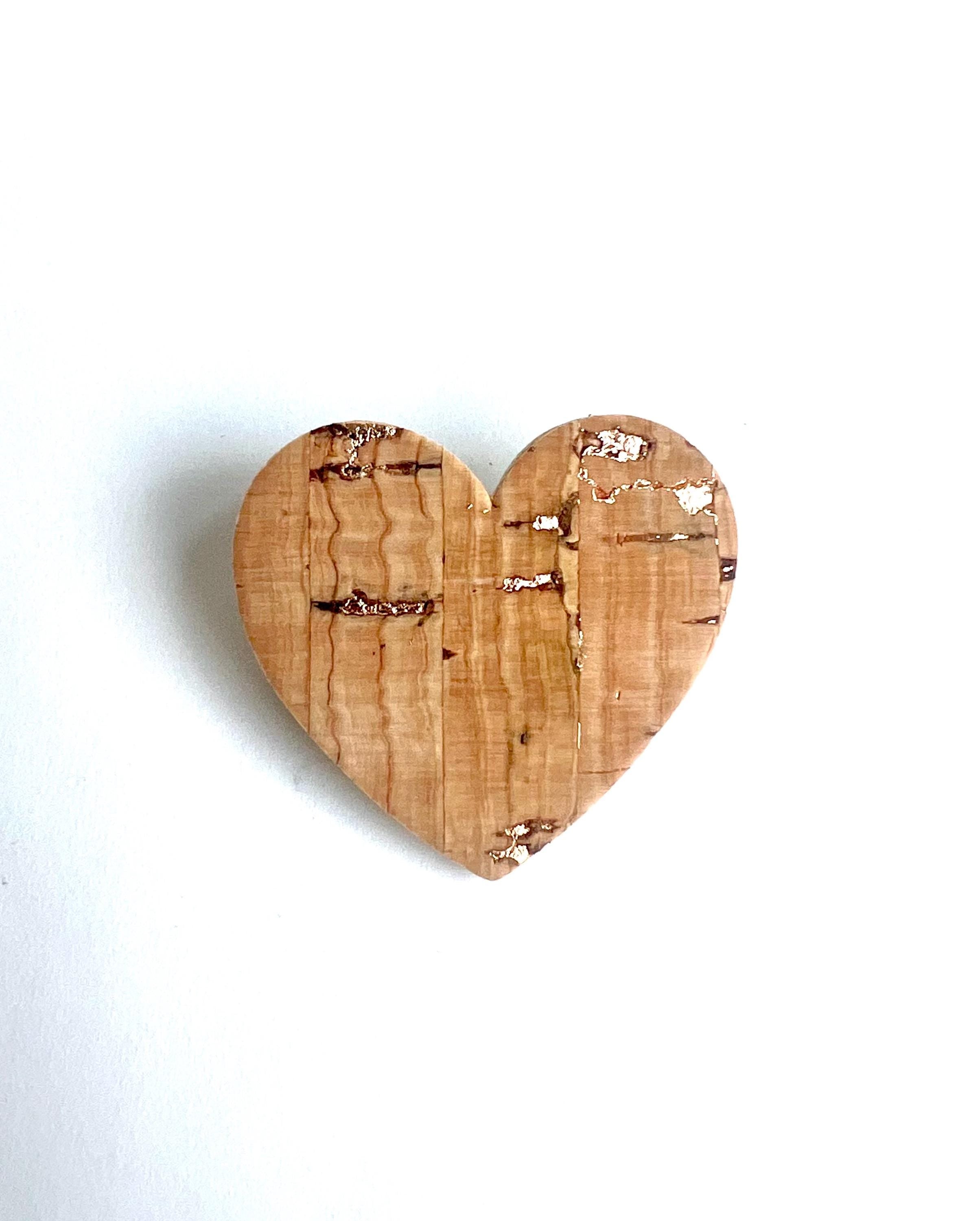 Broche cœur en liège - cadeau fête des mères  cadeau maîtresse - cadeau pour elle - cadeau femme  broche originale