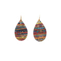 Boucles d'oreilles gouttes liège et cuir multicolore