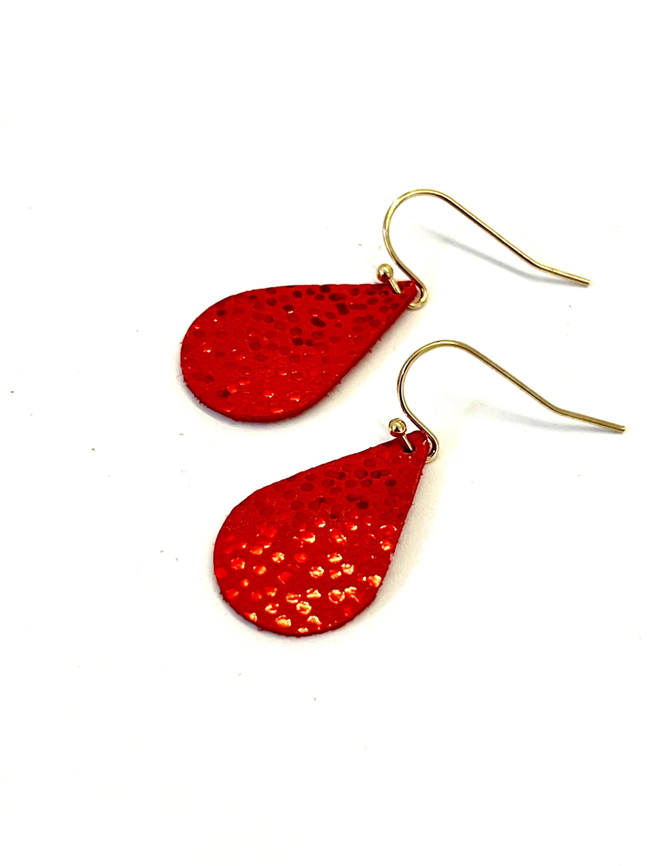 Boucles d'oreilles légères en cuir noir irisé recyclé - forme goutte - cadeau femme - cadeau pour elle - fête des mères