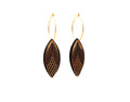 Boucles d'oreilles créoles acier inoxydable et cuir - noir et or - créoles style art déco - modèle SIENNA