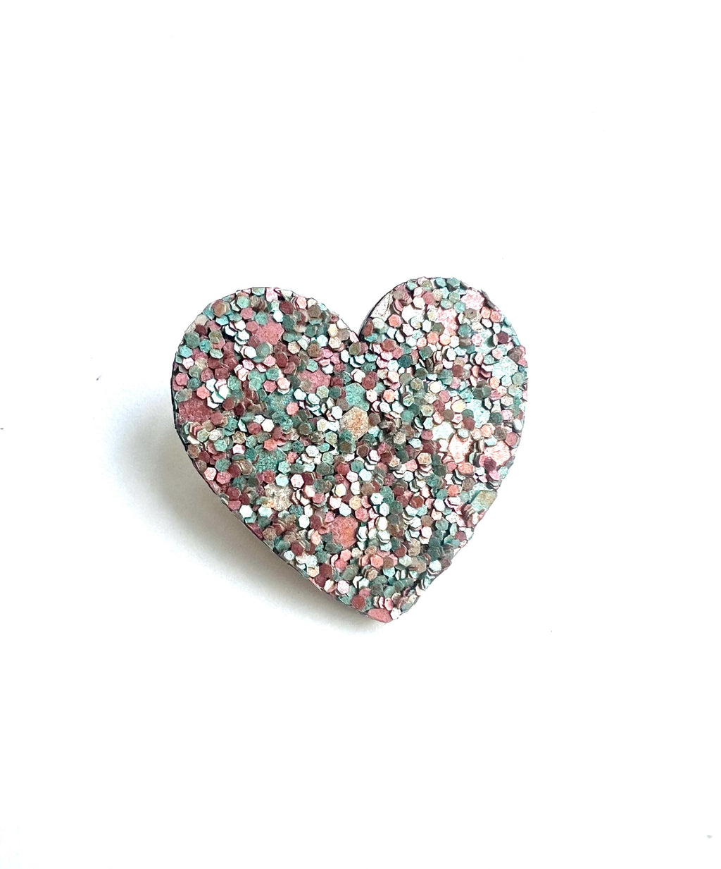 Broche cœur à paillettes en liège et cuir - cadeau fête des mères - cadeau maîtresse - cadeau pour elle - cadeau femme  broche originale