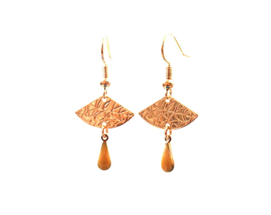Boucles d'oreilles dorée jaune moutarde et or - petites boucles d'oreilles discrètes dorées - modèle EVA