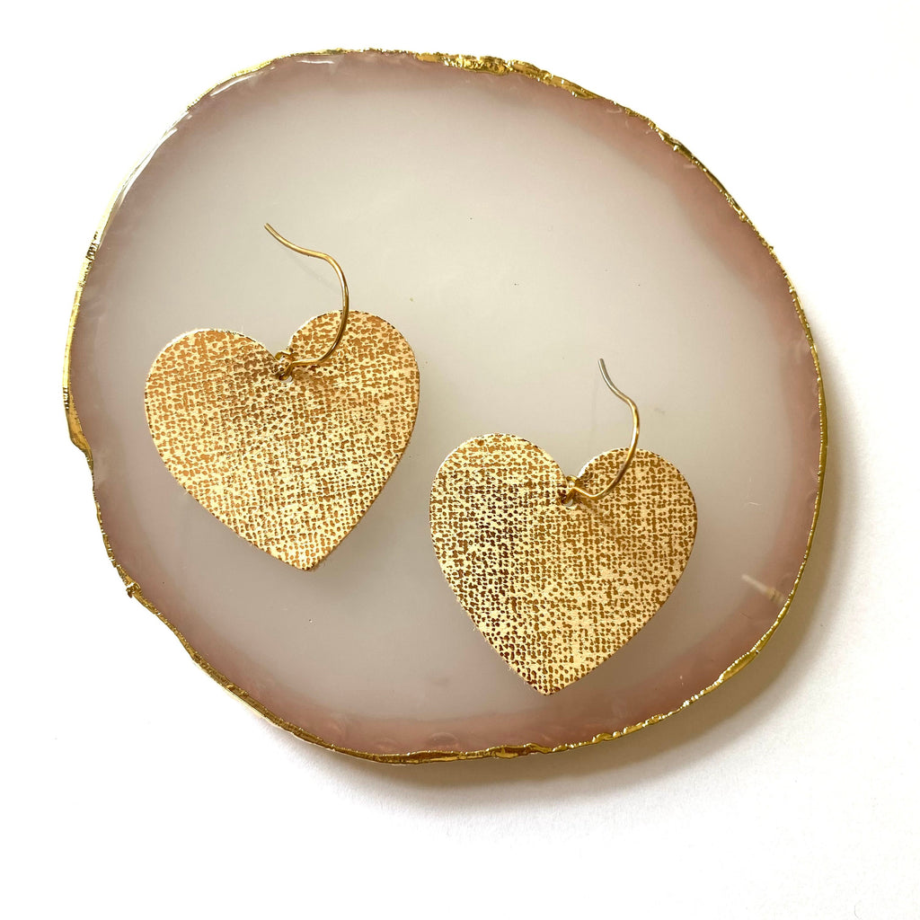 Boucles d’oreilles cœur cuir or rose - boucles d'oreilles originales - cadeau pour femme - saint valentin - bijou fait main