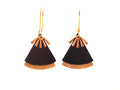 Boucles d'oreilles cuir noir et or, forme éventail - boucles d'oreilles art déco, ethniques modèle STELLA