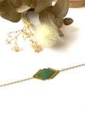 Bracelet femme vert de gris et doré en cuir