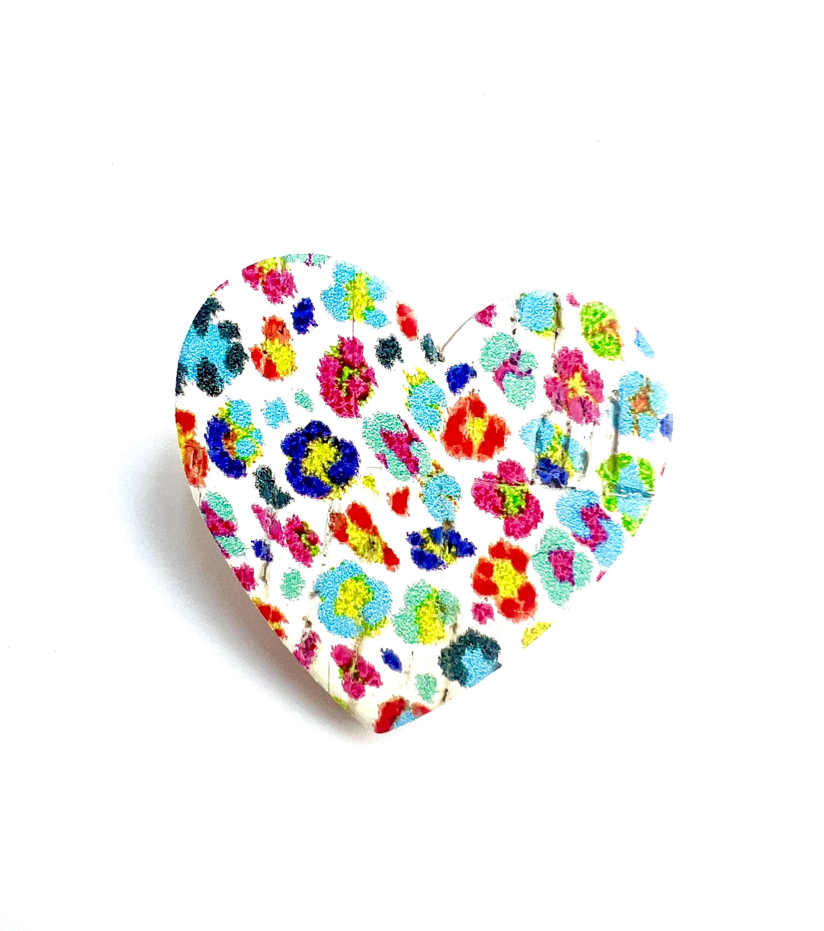 Broche fleurs multicolores en liège et cuir - cadeau fête des mères - cadeau maîtresse - cadeau pour elle - cadeau femme  broche originale