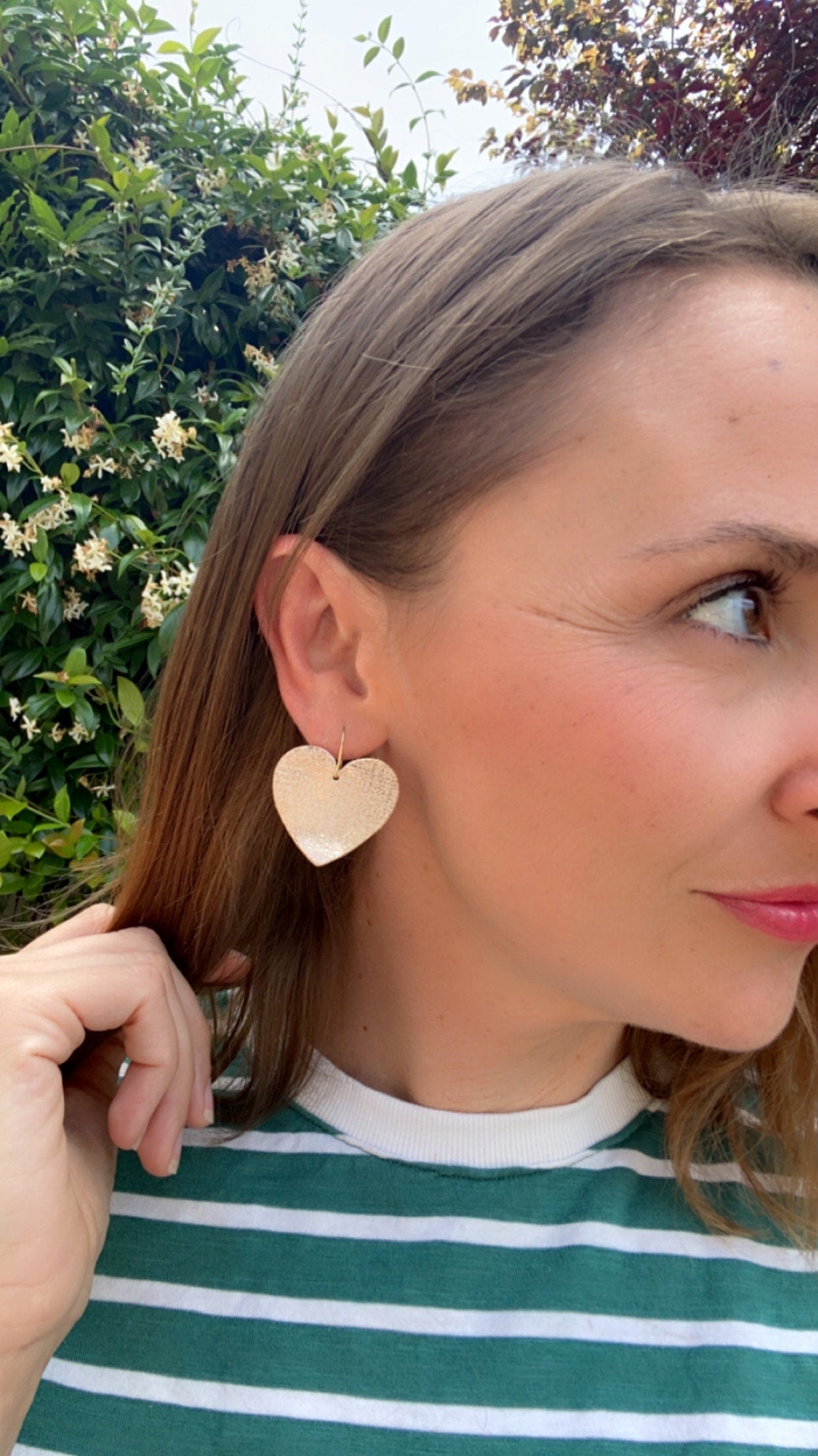Boucles d’oreilles cœur cuir or rose - boucles d'oreilles originales - cadeau pour femme - saint valentin - bijou fait main
