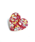 Broche cœur multicolore rouge liège et cuir - cadeau fête des mères - cadeau maîtresse - cadeau pour elle - cadeau femme - broche originale