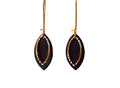 Boucles d'oreilles cuir noir et or - boucles d'oreilles feuilles  - boucles d'oreilles discrètes - rock - cadeau femme  modèle EMMA