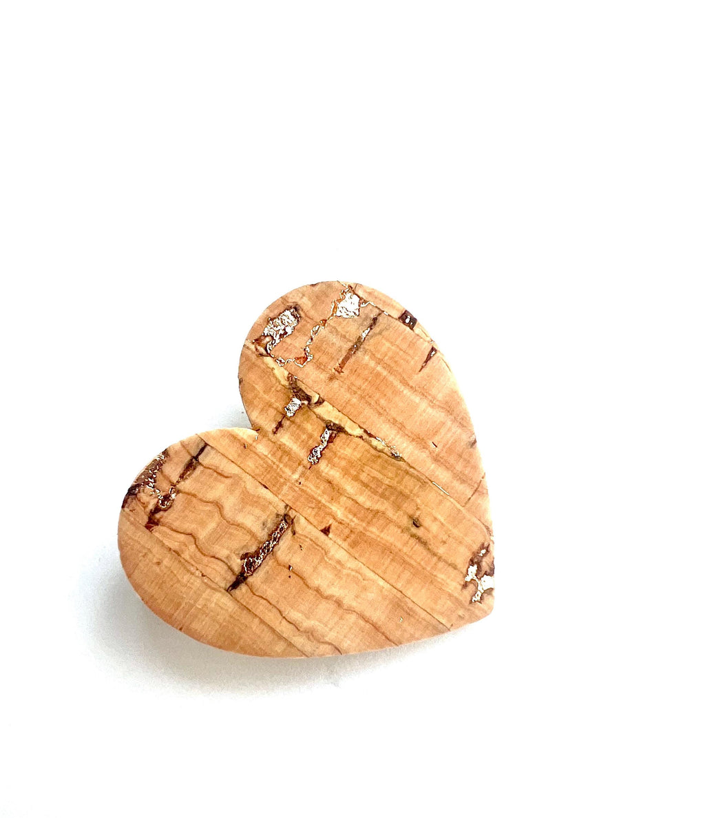 Broche cœur en liège - cadeau fête des mères  cadeau maîtresse - cadeau pour elle - cadeau femme  broche originale