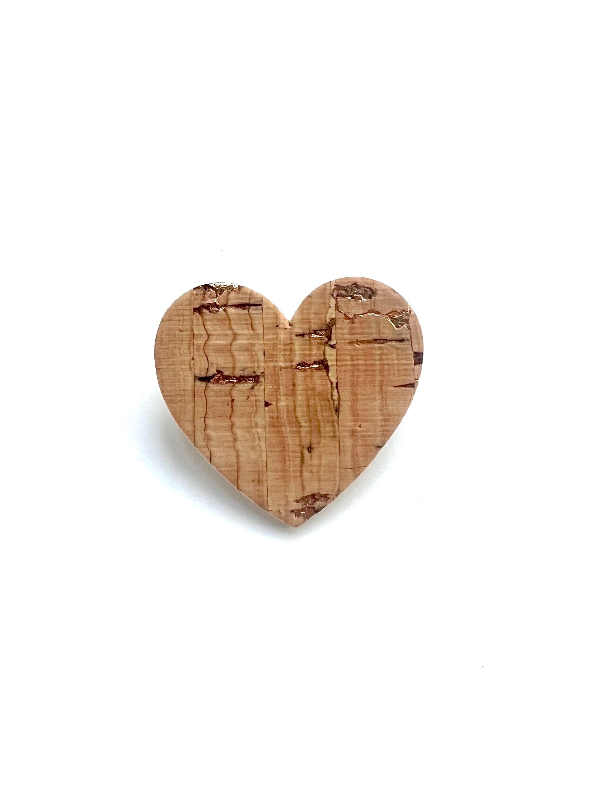 Broche cœur en liège - cadeau fête des mères  cadeau maîtresse - cadeau pour elle - cadeau femme  broche originale