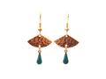 Boucles d'oreilles éventail vert turquoise et or - petites boucles d'oreilles discrètes dorées - modèle EVA