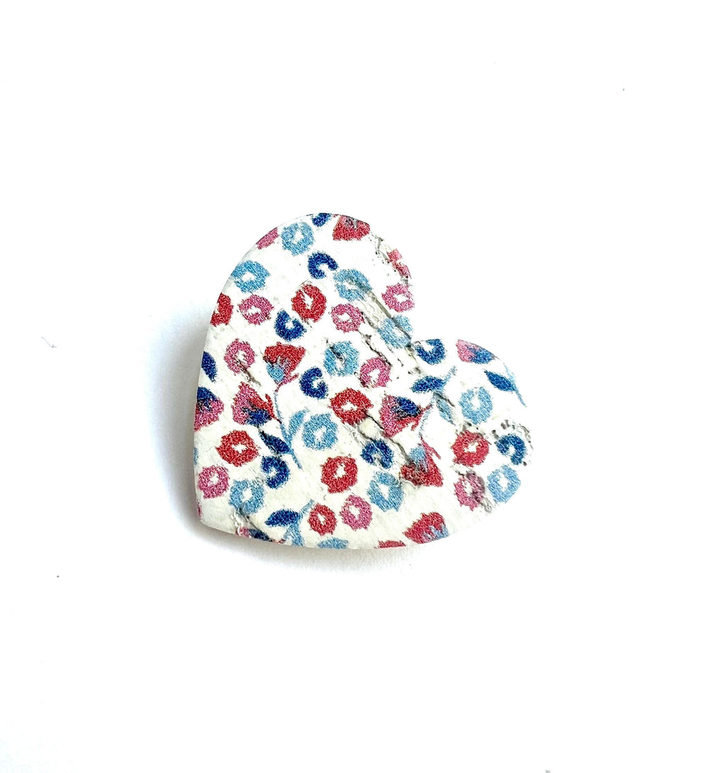 Broche cœur fleurs multicolores liège et cuir - cadeau fête des mères - cadeau maîtresse - cadeau pour elle - cadeau femme  broche originale