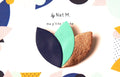 Broche cuir, forme fleur, feuilles, pétales de cuir bleu bleu roi, bleu céladon et or rose - cadeau femme - fête des mères