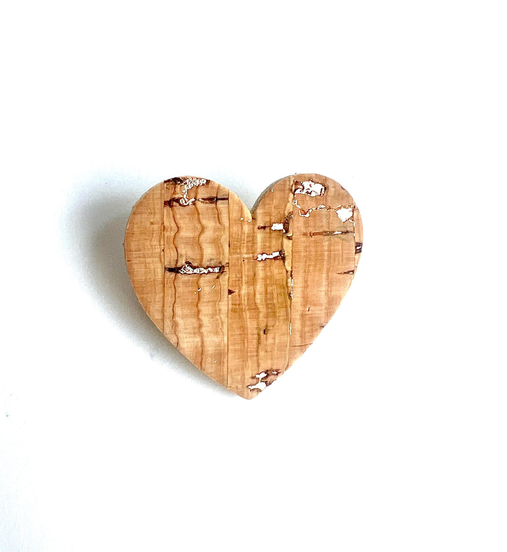 Broche cœur en liège - cadeau fête des mères  cadeau maîtresse - cadeau pour elle - cadeau femme  broche originale